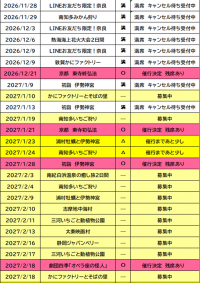 催行状況表　10/9更新