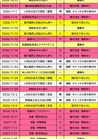 催行状況表　９/１７更新