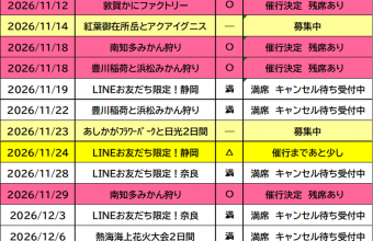 催行状況表　９/１７更新