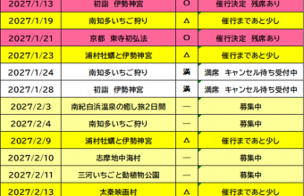 催行状況表　10/15更新