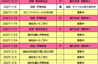 催行状況表　10/6更新